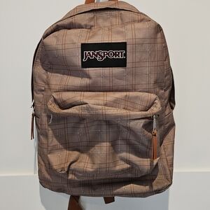 Jansport Plaid Tan Backpack Unisex